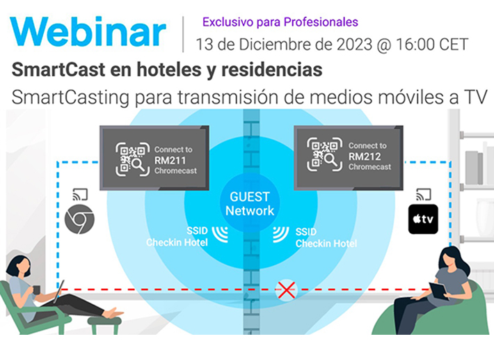 Foto 13 de diciembre a las 16 horas. EnGenius impartirá un webinar de SmartCast en hoteles y residencias.